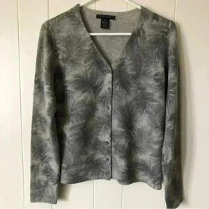 Sarah Spencer Printed Lambswool / Angora rabbit hair Cardigan Sweater Size PM